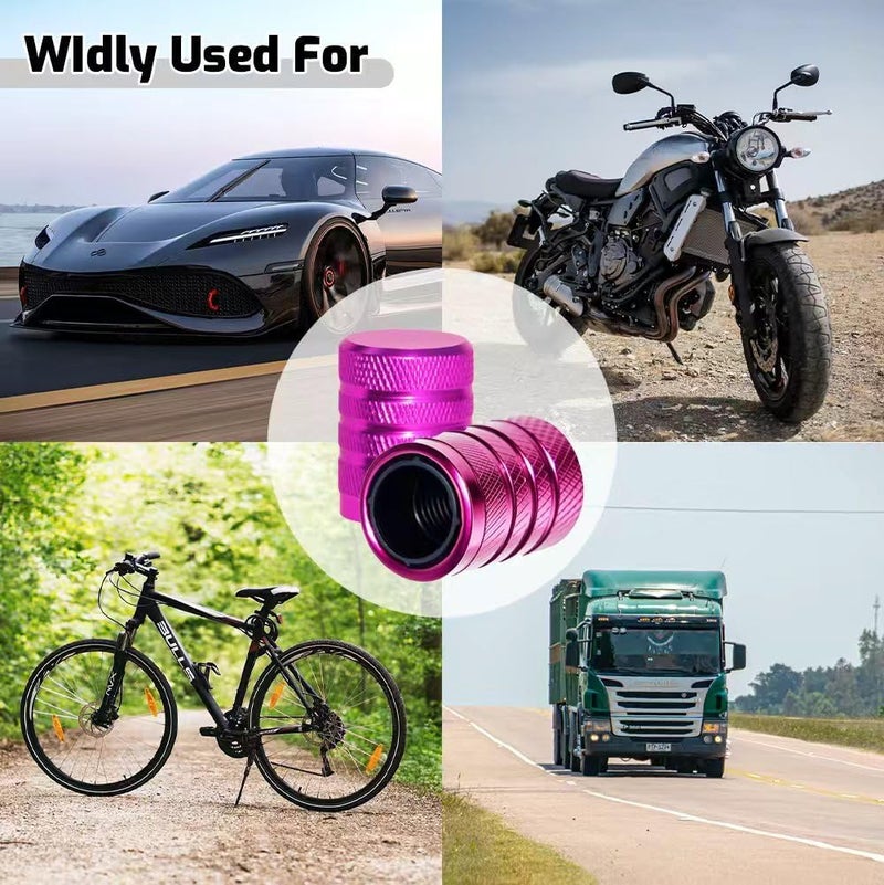 SYSDTTD 4-Piece Anodized Aluminum-Plastic Composite Tire Valve Stem Caps with Integrated Plastic Sleeve,Corrosion-Resistant and Universal Fit,Suitable for Cars, Trucks, and Motorcycles (Pink) - Image 5